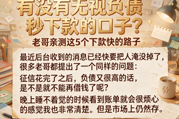 有没有无视负债秒下款的口子？老哥亲测这5个下款快的路子