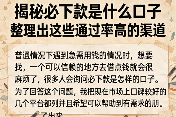 揭秘必下款是什么口子，整理出这些通过率高的渠道