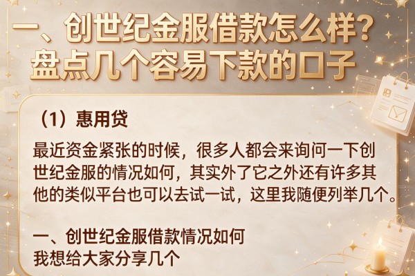 创世纪金服借款怎么样？盘点几个容易下款的口子