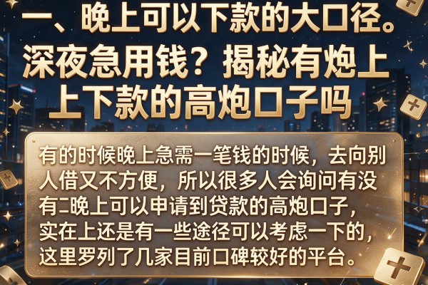 深夜急用钱？揭秘有晚上下款的高炮口子吗