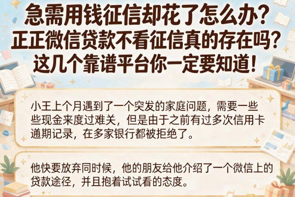 急需用钱征信却花了怎么办？正规微信贷款不看征信真的存在吗？这几个靠谱平台你一定要知道！