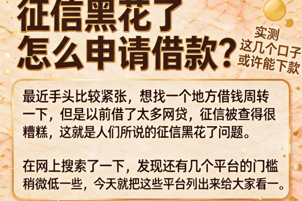 征信黑花了怎么申请借款?实测这几个口子或许能下款