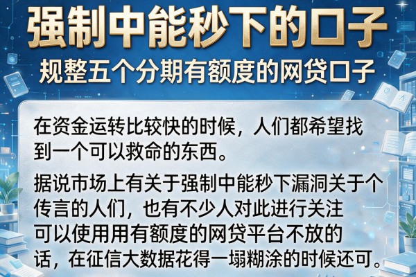 强制中能秒下的口子，规整五个分期有额度的网贷口子
