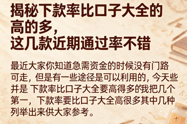 揭秘下款率比口子大全的高的多，这几款近期通过率不错