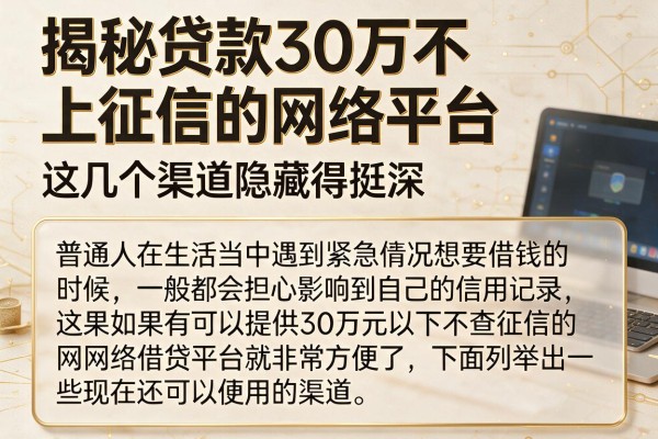 揭秘贷款30万不上征信的网络平台，这几个渠道隐藏得挺深