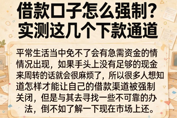 借款口子怎么强制？实测这几个下款通道