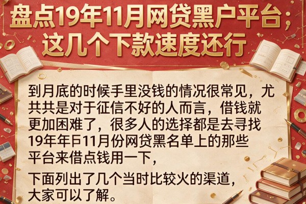 盘点19年11月网贷黑户平台，这几个下款速度还行