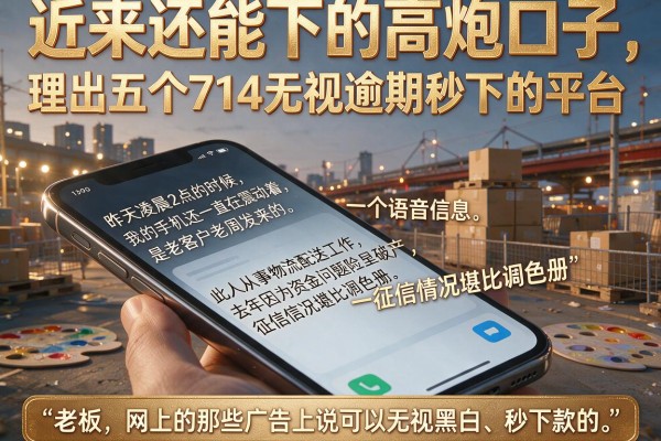 近来还能下的高炮口子，理出五个714无视逾期秒下的平台