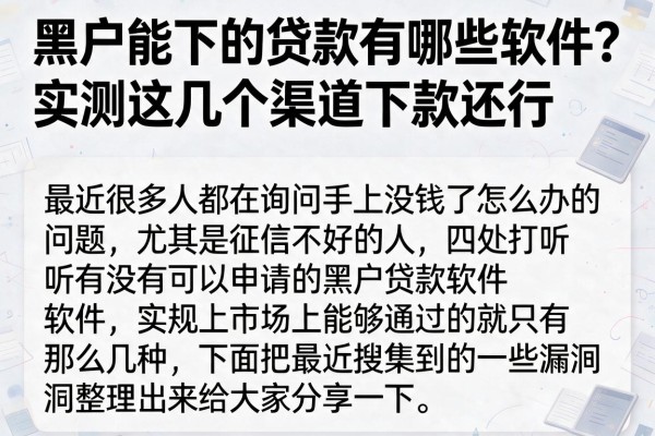 黑户能下的贷款有哪些软件？实测这几个渠道下款还行