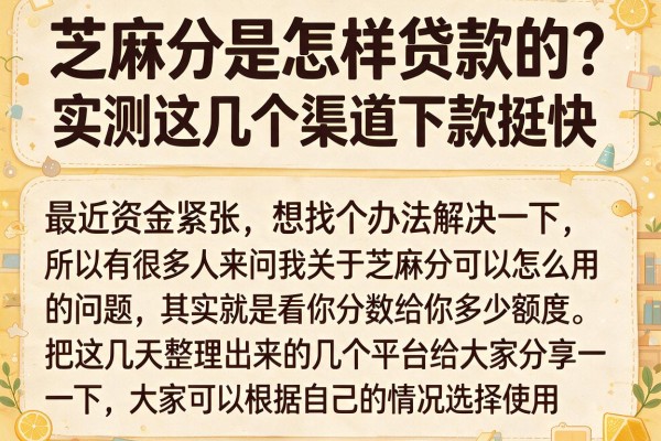 芝麻分是怎样贷款的？实测这几个渠道下款挺快