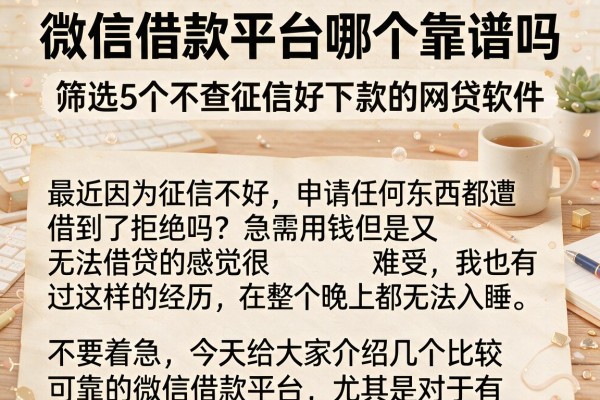 微信借款平台哪个靠谱吗，筛选5个不查征信好下款的网贷软件
