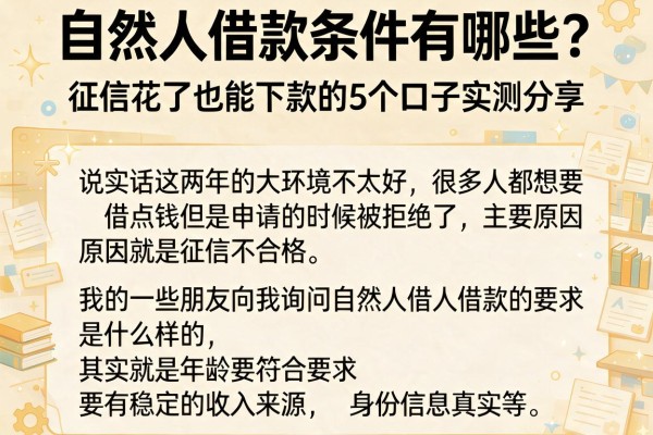 自然人借款条件有哪些?征信花了也能下款的5个口子实测分享