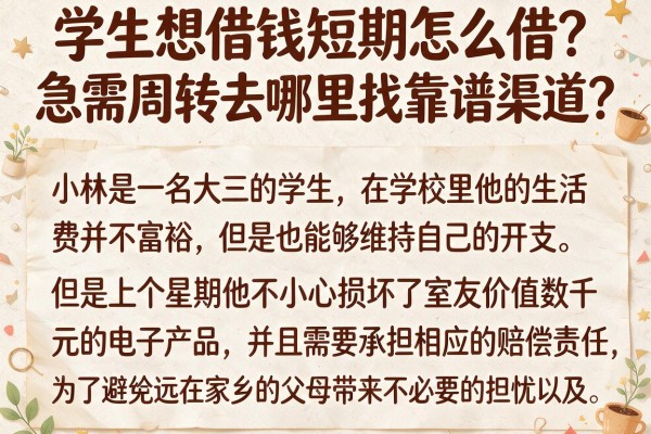 学生想借钱短期怎么借？急需周转去哪里找靠谱渠道？