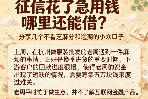 征信花了急用钱哪里还能借？分享几个不看芝麻分和逾期的小众口子