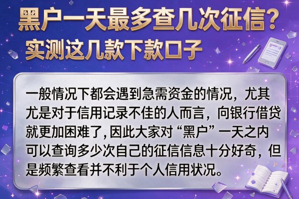 黑户一天最多查几次征信？实测这几款下款口子