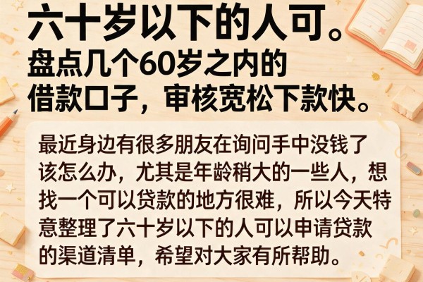 盘点几个60岁之内的借款口子，审核宽松下款快