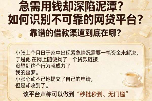 急需用钱却深陷泥潭？如何识别不可靠的网贷平台？靠谱的借款渠道到底在哪？