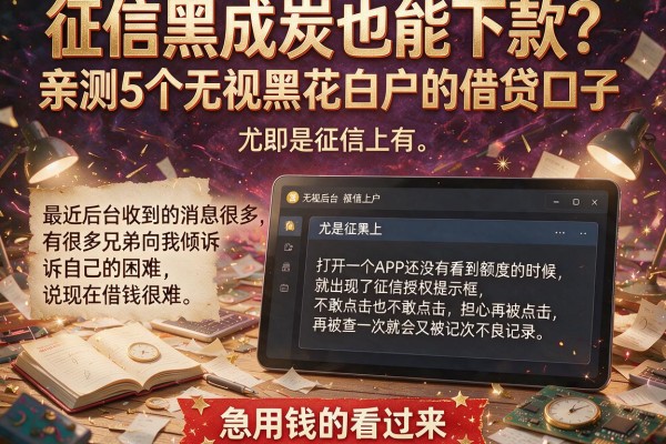 征信黑成炭也能下款？亲测5个无视黑花白户的借贷口子，急用钱的看过来