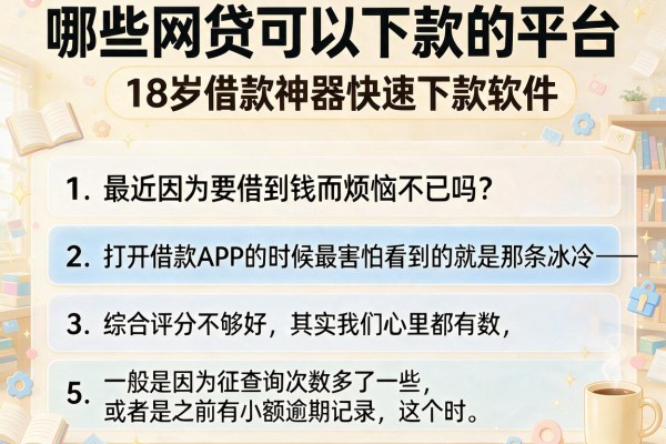 哪些网贷可以下款的平台，细致阐述五个18岁借款神器快速下款软件