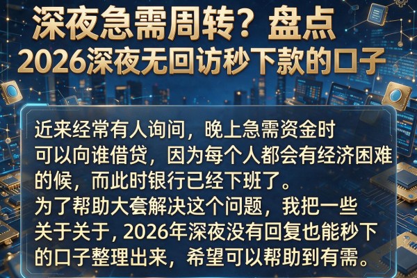 深夜急需周转？盘点2026深夜无回访秒下款的口子