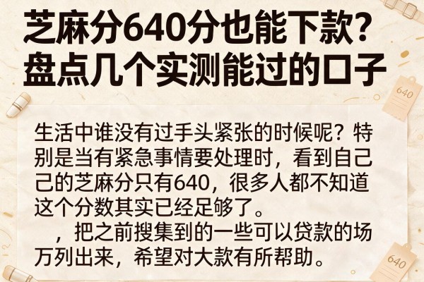 芝麻分640分也能下款？盘点几个实测能过的口子