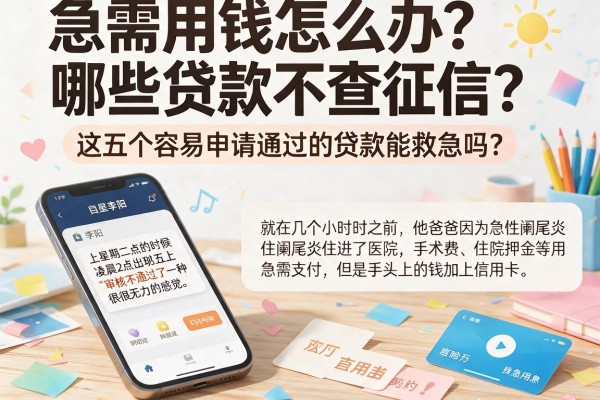 急需用钱怎么办？哪些贷款不查征信？这五个容易申请通过的贷款能救急吗？