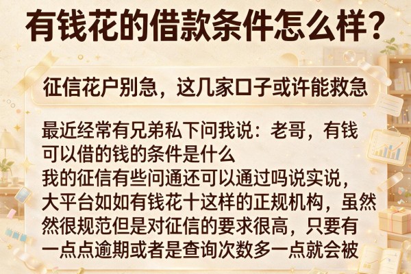 有钱花的借款条件怎么样？征信花户别急，这几家口子或许能救急
