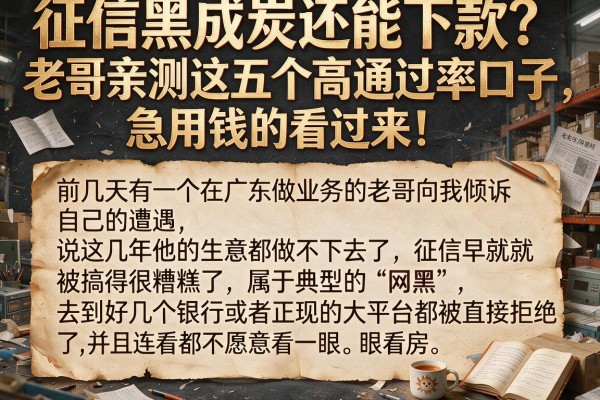 征信黑成炭还能下款？老哥亲测这五个高通过率口子，急用钱的看过来！