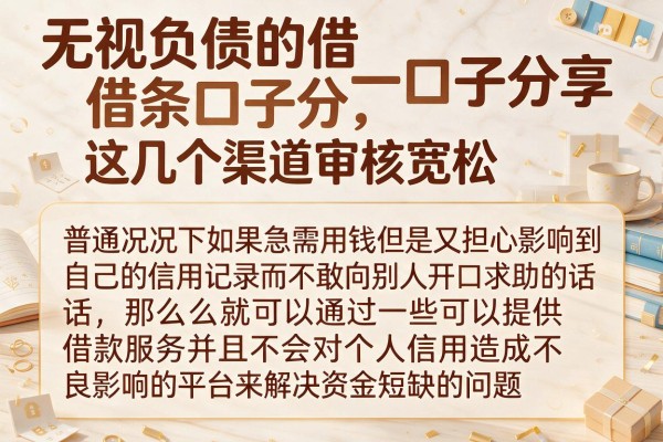 无视负债的借条口子分享，这几个渠道审核宽松