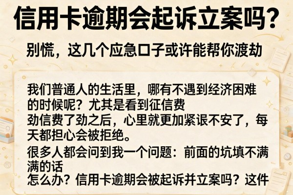 信用卡逾期会起诉立案吗？别慌，这几个应急口子或许能帮你渡劫