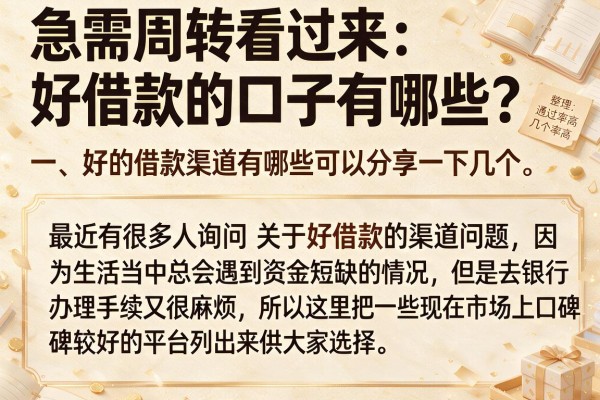 急需周转看过来：好借款的口子有哪些？整理几个通过率高的