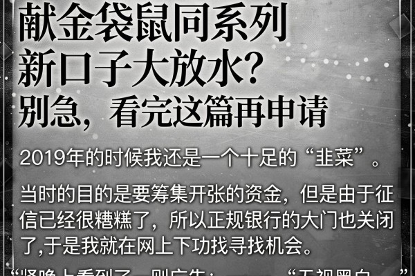 献金袋鼠同系列新口子大放水？别急，看完这篇再申请