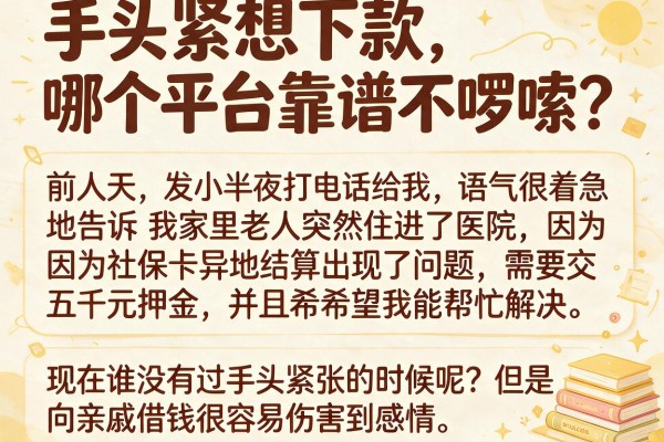 手头紧想下款，哪个平台靠谱不啰嗦？