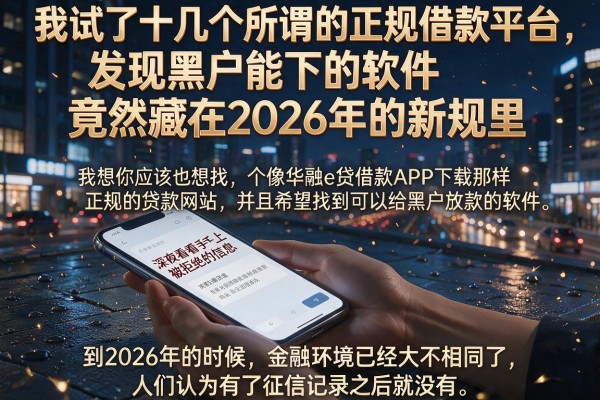 我试了十几个所谓的正规借款平台，发现黑户能下的软件竟然藏在2026年的新规里