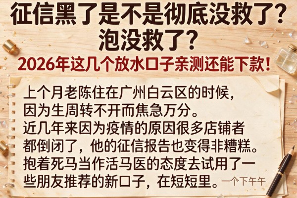 征信黑了是不是彻底没救了?2026年这几个放水口子亲测还能下款!