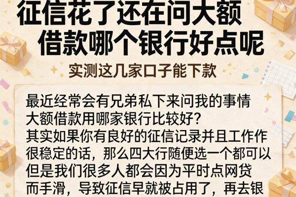 征信花了还在问大额借款哪个银行好点呢，实测这几家口子能下款