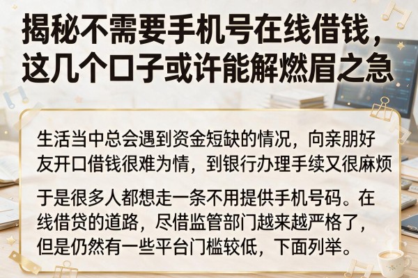 揭秘不需要手机号在线借钱，这几个口子或许能解燃眉之急