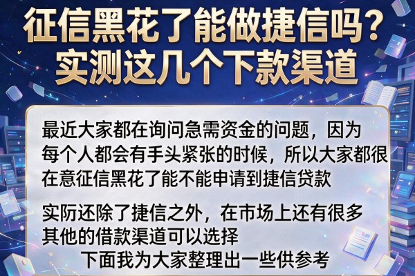征信黑花了能做捷信吗?实测这几个下款渠道
