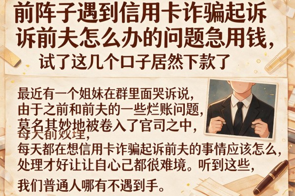 前阵子遇到信用卡诈骗起诉前夫怎么办的问题急用钱，试了这几个口子居然下款了