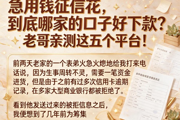 急用钱征信花，到底哪家的口子好下款？老哥亲测这五个平台！