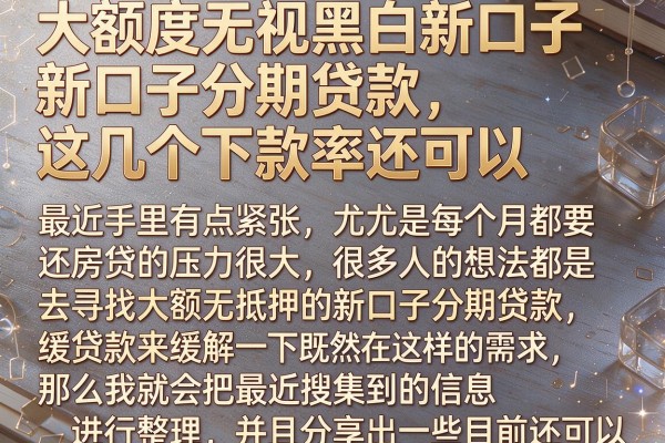 大额度无视黑白新口子分期贷款，这几个下款率还可以