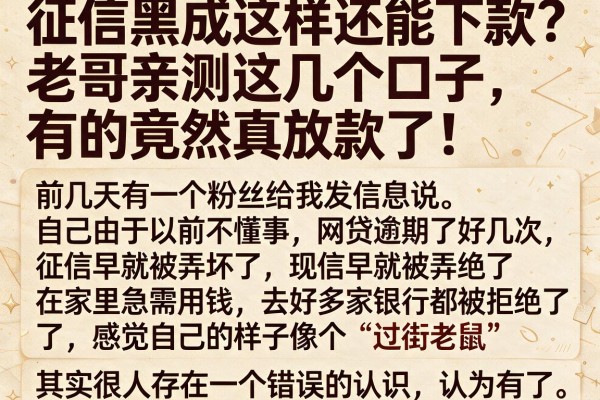 征信黑成这样还能下款?老哥亲测这几个口子,有的竟然真放款了!