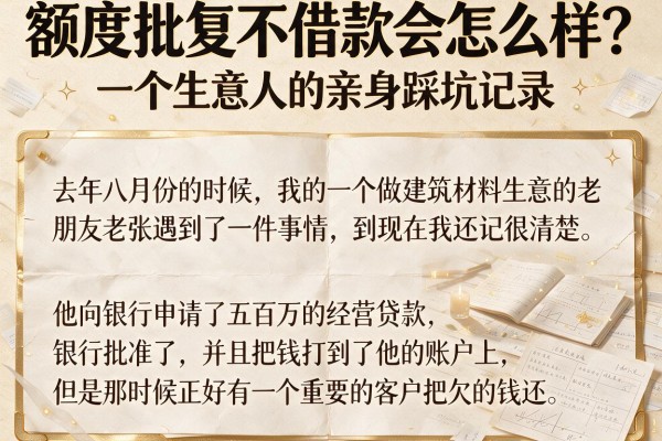 额度批复不借款会怎么样？一个生意人的亲身踩坑记录
