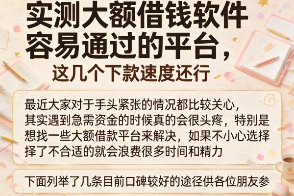 实测大额借钱软件容易通过的平台，这几个下款速度还行