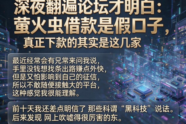 深夜翻遍论坛才明白：萤火虫借款是假口子，真正下款的其实是这几家