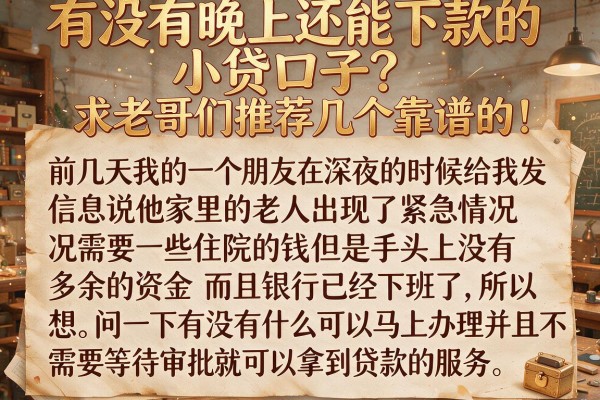 有没有晚上还能下款的小贷口子？求老哥们推荐几个靠谱的！