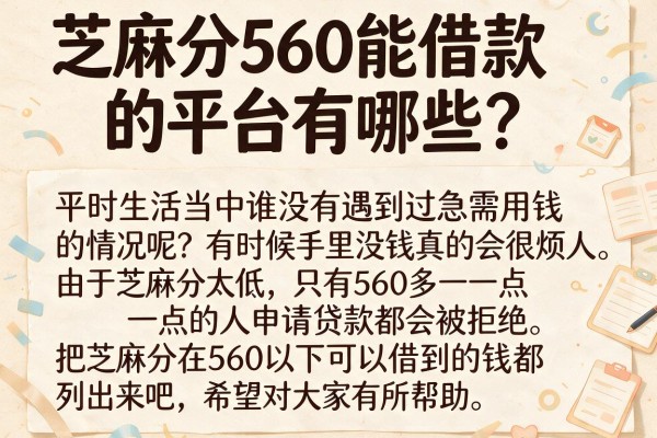 芝麻分560能借款的平台有哪些？整理了几个门槛低的