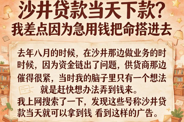 沙井贷款当天下款？我差点因为急用钱把命搭进去
