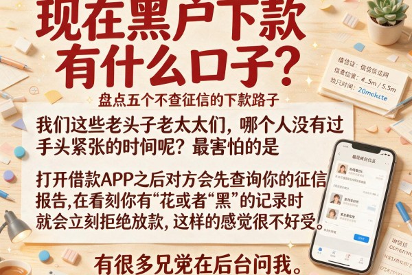现在黑户下款有什么口子？盘点五个不查征信的下款路子