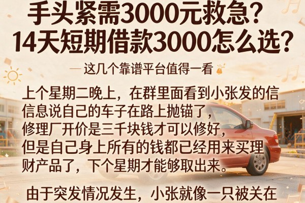 手头紧需3000元救急？14天短期借款3000怎么选？这几个靠谱平台值得一看